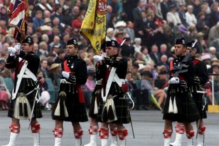 Colour party march past.