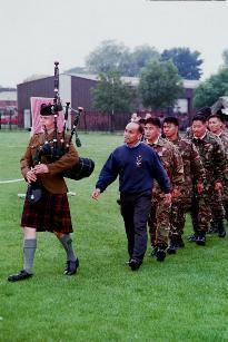 Delta Coy Tug o war team piped on