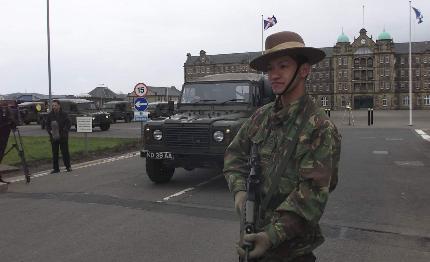 Troops leaving Dreghorn Barracks, Edinburgh